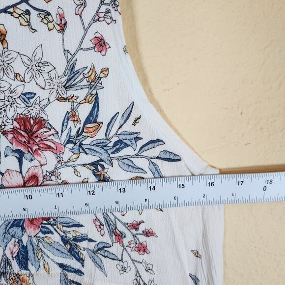 Billabong Floral Mini Dress  thick tank top floral peasant‎ Beachy Pink Size M - Picture 6 of 9